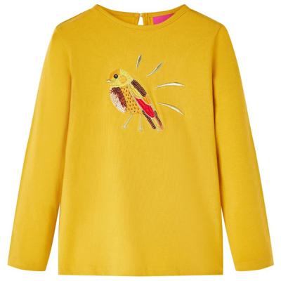 VidaXL Kindershirt met lange mouwen 128 donker okerkleurig