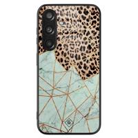 Samsung Galaxy S24 glazen hardcase - Luipaard marmer mint - thumbnail