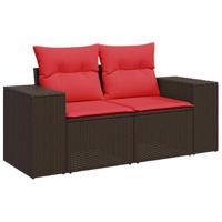 7-delige Loungeset met kussens poly rattan acacia bruin - thumbnail