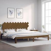 Bedframe met hoofdbord massief hout honingbruin 200x200 cm - thumbnail