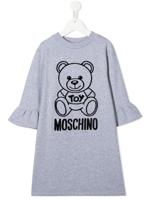 Moschino Kids flocked logo T-shirt dress - Grey - thumbnail