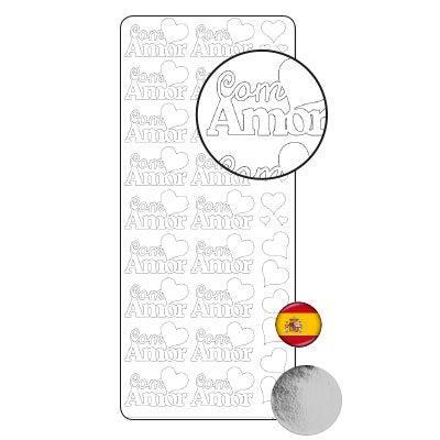 Vaessen Creative • sticker 10x23cm 10pcs silver "com amor"
