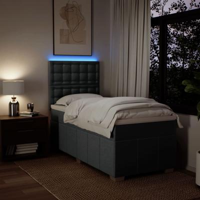Boxspring met matras stof donkergrijs 120x200 cm - thumbnail