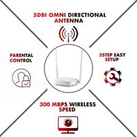 Tenda N301 WLAN-router voor aansluiting op de kabel-/DSL of glasvezelmodem (300 Mbit/s via WLAN, 3x LAN-poorten, WPS, voor 4K/HD Videostreaming & online games), wit - thumbnail