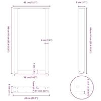 Bartafelpoten 2 st U-vormig 40x(90-91) cm staal antraciet - thumbnail