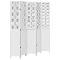 Kamerscherm met 5 panelen massief paulowniahout wit - thumbnail