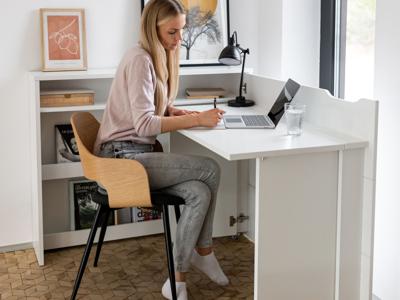 Uitklapbaar bureau CONCEPTION PRO wit/hoogglans wit rechts Uitklapbaar bureau CONCEPTION PRO wit/hoogglans wit rechts