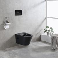 Wandcloset BWS Astev Rimless Met Bidetkraan Warm en Koud Mat Zwart - thumbnail