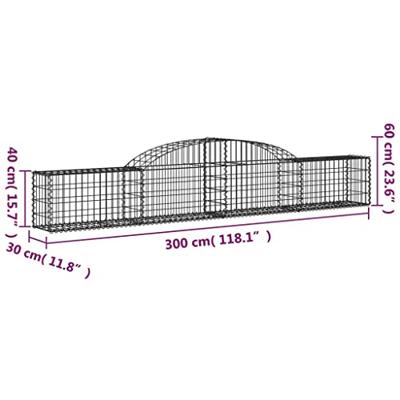 VidaXL Schanskorf gewelfd 300x30x40/60 cm gegalvaniseerd ijzer