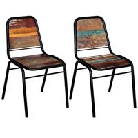 Eetkamerstoelen 2 st massief gerecycled hout - thumbnail
