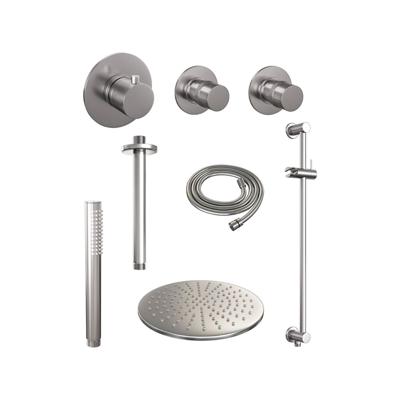 Brushed Edition thermostatische inbouw regendouche set met 30 cm douchekop en handdouche en RVS geborsteld PVD