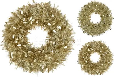 Kerstkrans Lametta Ø50cm Champagne