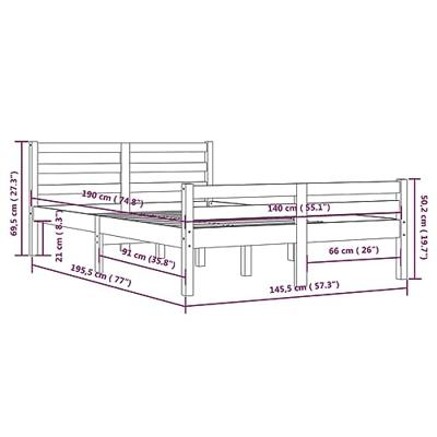 Bedframe massief hout zwart 140x190 cm - thumbnail
