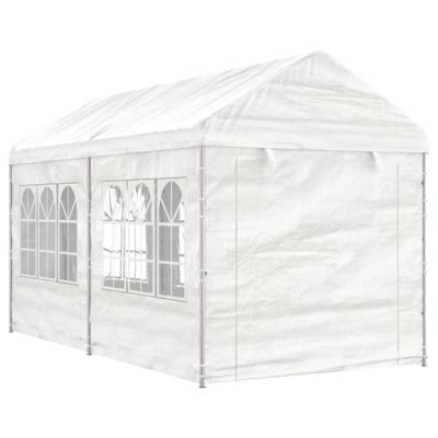 Prieel met dak 4,46x2,28x2,69 m polyetheen wit