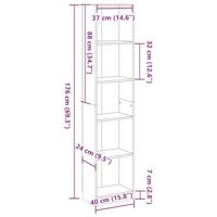 Boekenkast 40x24x176 cm bewerkt hout sonoma eikenkleurig - thumbnail