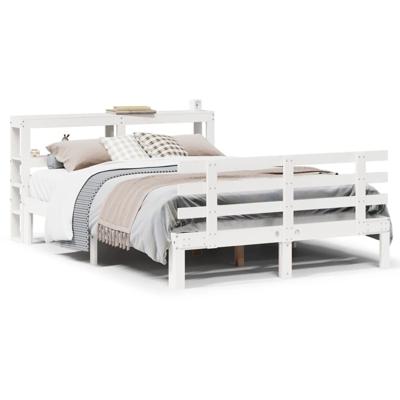 Bedframe met hoofdeinde zonder matras 120x200 cm wit