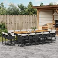 15-delige Tuinset met kussens poly rattan zwart - thumbnail