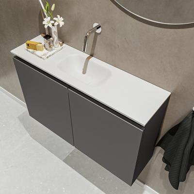 MONDIAZ TURE 80cm toiletmeubel dark grey. EDEN wastafel talc midden geen kraangat