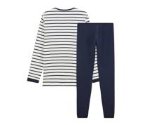 Gestreepte pyjama jongen PETIT BATEAU ecru - thumbnail