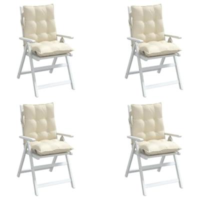 VidaXL Stoelkussens 4 st lage rug oxford stof crèmekleurig VidaXL Stoelkussens 4 st lage rug oxford stof crèmekleurig