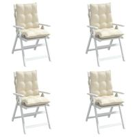 VidaXL Stoelkussens 4 st lage rug oxford stof crèmekleurig - thumbnail