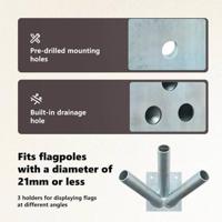 VidaXL Vlaggen mast houder zilver 10,5 x 7,5 x 0,2 cm staal - thumbnail