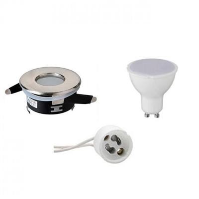 Waterdichte LED Spot Set GU10 - Inbouw Rond Mat Chroom 6W 3000K Ø82mm