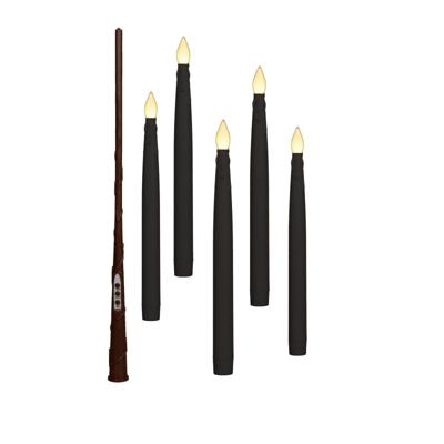 Anna&apos;s Collection LED zwevende kaars 3d flame druip 28.5 cm zwart 5 stuks