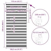 VidaXL Zebra rolgordijn 110x230 cm stofbreedte 105,9 cm donkergrijs - thumbnail