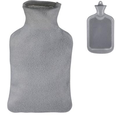 Relaxdays warmwater kruik met hoes grijs 1,5 l | 12 stuks