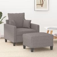Fauteuil met voetenbank 60 cm stof taupe - thumbnail