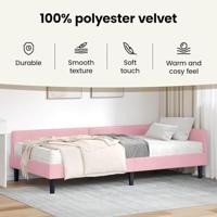 Hoekbedframe met Matras Anders 2 pcs Grijs Fluweel - thumbnail
