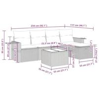 6-delige Loungeset met kussens poly rattan beige - thumbnail