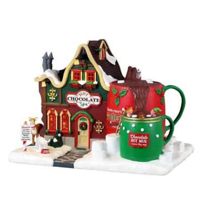 Lemax hot chocolate spa verlicht kersthuisje Santa&apos;s Wonderland 2023