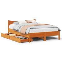 Bedframe met lades massief grenenhout wasbruin 135x190 cm - thumbnail