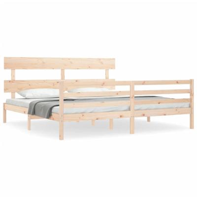 Bedframe met hoofdbord massief hout 200x200 cm