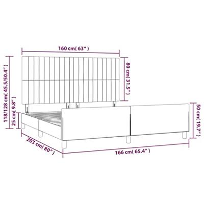 Bedframe zonder matras stof donkergrijs 160x200 cm