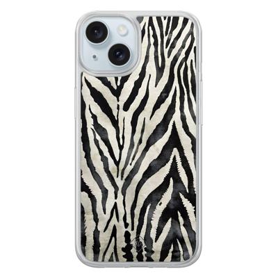 iPhone 15 hybride hoesje - Zebra Safari iPhone 15 hybride hoesje - Zebra Safari