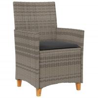 Tuinstoelen 2 st met kussens poly rattan en massief hout grijs - thumbnail