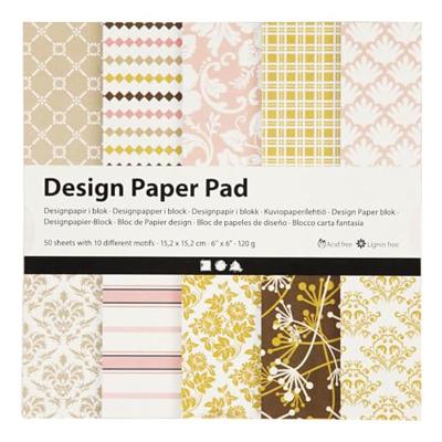 Creativ Company Design papierblok, vel 15,2x15,2 cm, 120 gr, groen, roze, 50 vel/ 1 doos