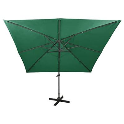 VidaXL Zweefparasol met paal en led-verlichting 300 cm groen