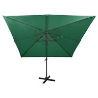 VidaXL Zweefparasol met paal en led-verlichting 300 cm groen - thumbnail