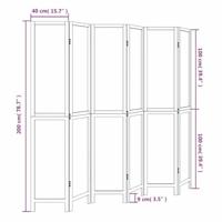 Kamerscherm met 6 panelen massief paulowniahout wit - thumbnail