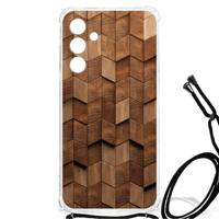 Stevig Telefoonhoesje voor Samsung Galaxy A55 Wooden Cubes - thumbnail