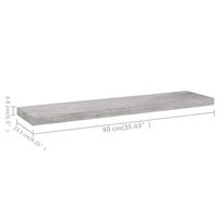 Wandschappen zwevend 2 st 90x23,5x3,8 cm MDF betongrijs - thumbnail