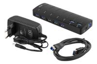 Deltaco UH-723 interface hub USB 3.2 Gen 1 (3.1 Gen 1) Type-A Zwart - thumbnail