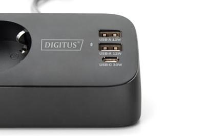 Digitus DA-70625 Bureaustekkerdoos Zwart Randaarde stekker 1 stuk(s)