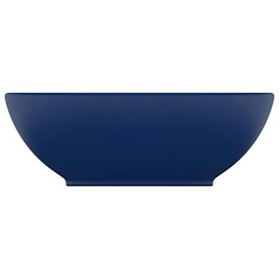 Wastafel ovaal 40x33 cm keramiek mat donkerblauw