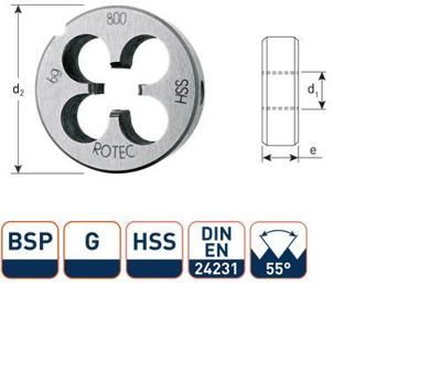 Rotec HSS Ronde Snijplaat DIN 5158 BSP G 1/2-14 - 3650500 Rotec HSS Ronde Snijplaat DIN 5158 BSP G 1/2-14 - 3650500