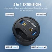 GrauGear G-THUB-AU-60 USB 3.0-hub 2 poorten Zwart - thumbnail